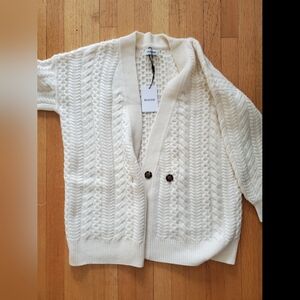 NAADAM Cream Cable Knit Cardigan